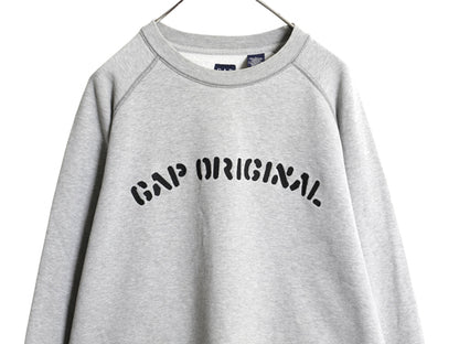 00s オールド ギャップ ロゴ 刺繍 スウェット メンズ レディース L / 古着 トレーナー 裏起毛なし クルーネック シンプル ゆったり グレー