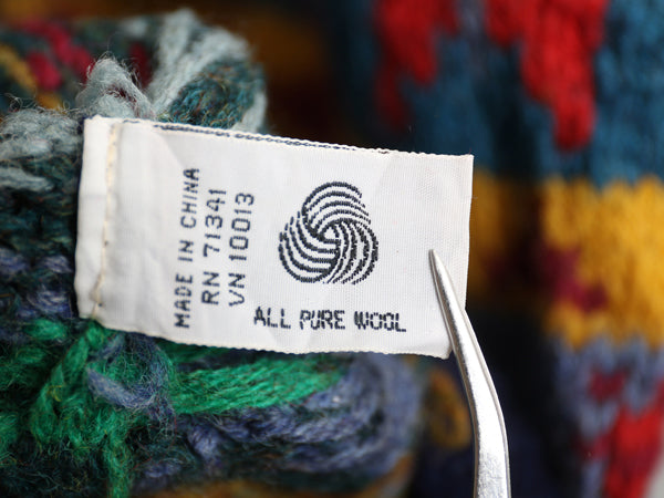 80s エルエルビーン デザイン ニット カーディガン レディース M / ヴィンテージ ウール 前開き 羽織り イラスト アニマル 絵柄 バーズアイ