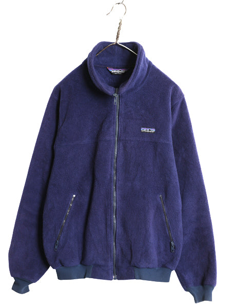 80s USA製 パタゴニア フルジップ フリース ジャケット メンズ レディース M 古着 ヴィンテージ ハイネック ブルゾン アウトドア 旧タグ 紺