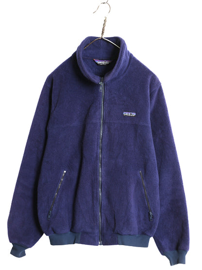 80s USA製 パタゴニア フルジップ フリース ジャケット メンズ レディース M 古着 ヴィンテージ ハイネック ブルゾン アウトドア 旧タグ 紺