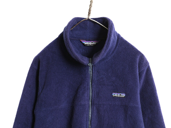 80s USA製 パタゴニア フルジップ フリース ジャケット メンズ レディース M 古着 ヴィンテージ ハイネック ブルゾン アウトドア 旧タグ 紺