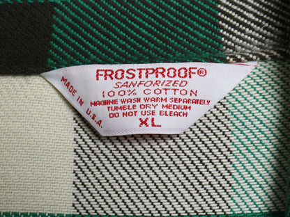 70s USA製 ★ FROSTPROOF ブロック チェック ヘビー フランネル シャツ メンズ XL ヴィンテージ 長袖シャツ ネルシャツ コットン 緑 黒 白