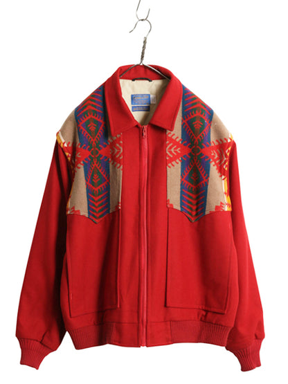 90s USA製 ★ ペンドルトン ネイティブ柄 ウール ジャケット メンズ M オールド HIGH GRADE WESTERN WEAR ブラケット ブルゾン フルジップ