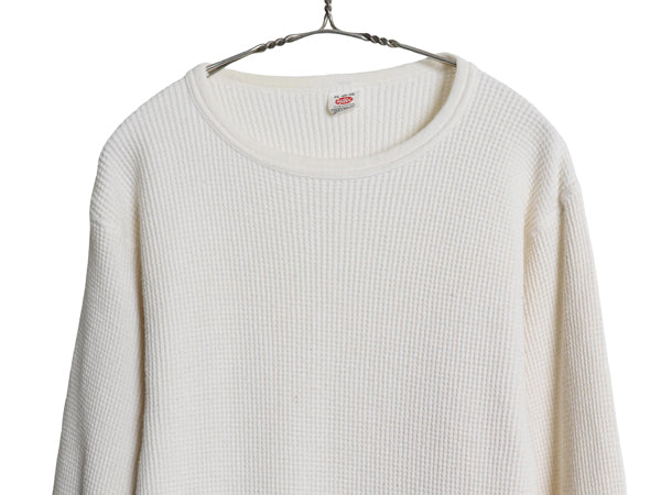 70s USA製 ヒルズ 長袖 サーマル Tシャツ メンズ XL ヴィンテージ 100％ コットン クルーネック アンダーシャツ ワッフル 大きいサイズ 白