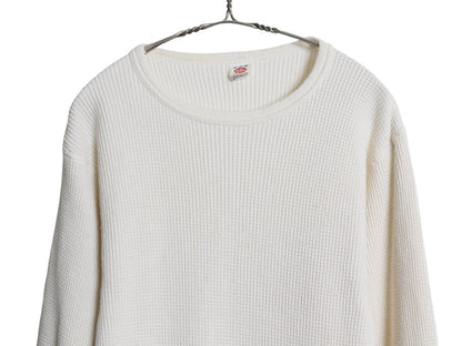 70s USA製 ヒルズ 長袖 サーマル Tシャツ メンズ XL ヴィンテージ 100％ コットン クルーネック アンダーシャツ ワッフル 大きいサイズ 白