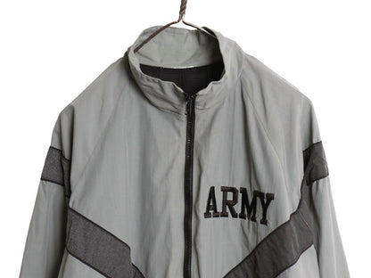 米軍実物 US ARMY ナイロン トレーニング ジャケット メンズ L 程 古着 軍物 IPFU ミリタリー ジャンパー ブルゾン フルジップ ツートン 灰