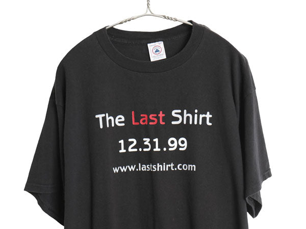 90s ジョーク メッセージ プリント 半袖 Tシャツ メンズ L / 古着 オールド 当時物 ヘビーウェイト コットン クルーネック カットソー 黒
