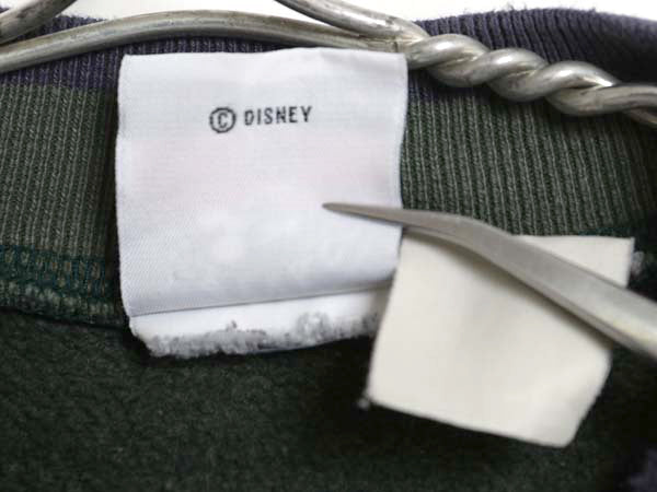 90s ミッキー 刺繍 スウェット メンズ レディース L 程/ 古着 オールド ディズニー キャラクター モックネック トレーナー 裏起毛 イラスト