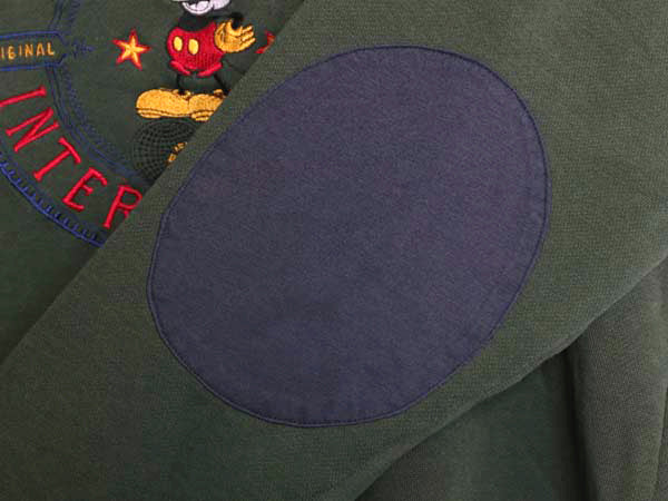 90s ミッキー 刺繍 スウェット メンズ レディース L 程/ 古着 オールド ディズニー キャラクター モックネック トレーナー 裏起毛 イラスト