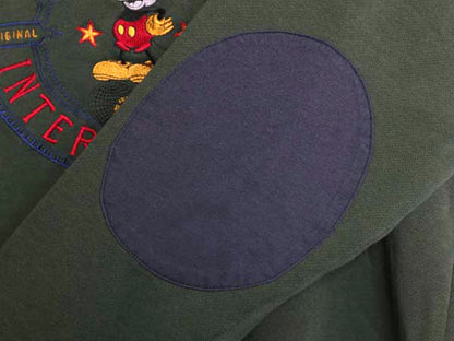 90s ミッキー 刺繍 スウェット メンズ レディース L 程/ 古着 オールド ディズニー キャラクター モックネック トレーナー 裏起毛 イラスト