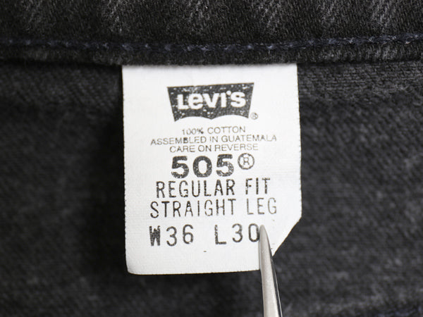 90s リーバイス 505 ブラック デニム パンツ メンズ 36 30 / 古着 オールド ジーンズ ジーパン Gパン スリム ストレート 黒 オレンジタブ