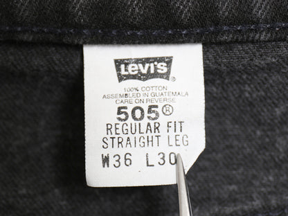 90s リーバイス 505 ブラック デニム パンツ メンズ 36 30 / 古着 オールド ジーンズ ジーパン Gパン スリム ストレート 黒 オレンジタブ