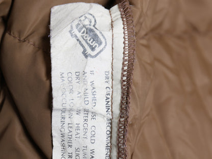 70s USA製 ウールリッチ ダウン ベスト メンズ M 程 古着 ヴィンテージ アウトドア 重ね着 前開き ナイロン 本革 スウェード レザー ヨーク