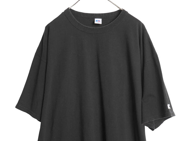 00s ラッセル 半袖 Tシャツ メンズ XXL / オールド ヘビーウェイト コットン トップス ワンポイント ゆったり カットソー 大きいサイズ 黒