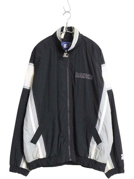 90s レイダース ナイロン トラック ジャケット メンズ L / オールド NFL オフィシャル スターター ウィンドブレーカー フルジップ ブラック