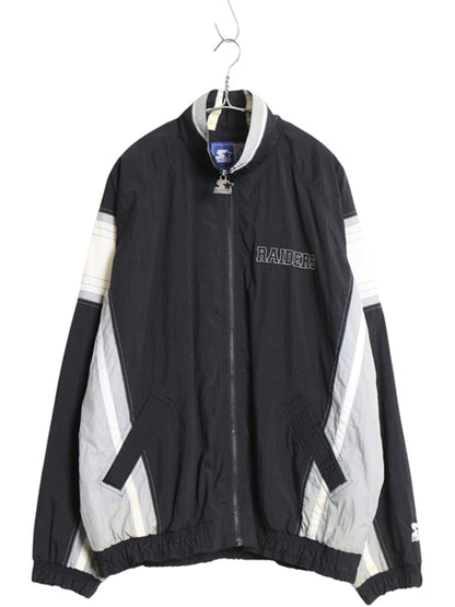 90s レイダース ナイロン トラック ジャケット メンズ L / オールド NFL オフィシャル スターター ウィンドブレーカー フルジップ ブラック