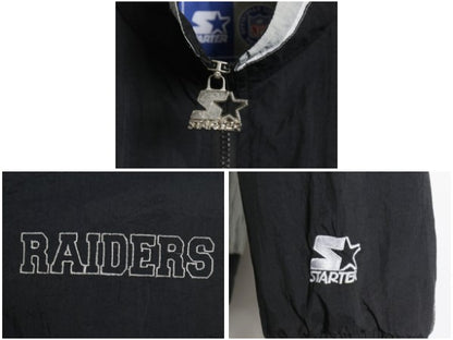 90s レイダース ナイロン トラック ジャケット メンズ L / オールド NFL オフィシャル スターター ウィンドブレーカー フルジップ ブラック