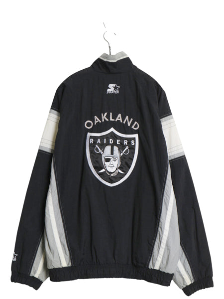 90s レイダース ナイロン トラック ジャケット メンズ L / オールド NFL オフィシャル スターター ウィンドブレーカー フルジップ ブラック