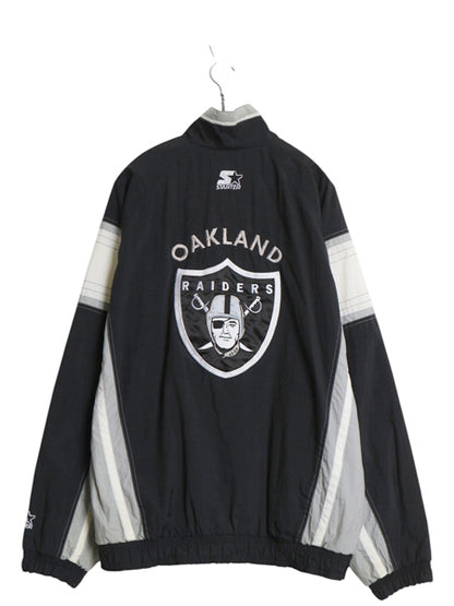 90s レイダース ナイロン トラック ジャケット メンズ L / オールド NFL オフィシャル スターター ウィンドブレーカー フルジップ ブラック