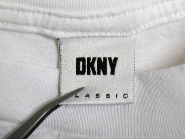 00s USA製 ☆ DKNY ダナキャラン ロゴ プリント Tシャツ メンズ XL 程 古着 オールド フォト グラフィック シングルステッチ 白 モノトーン