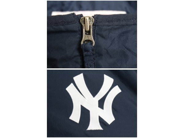 90's ヤンキース ハーフジップ ナイロン ジャケット メンズ L オールド MLB オフィシャル マジェスティック スタジャン プルオーバー 野球