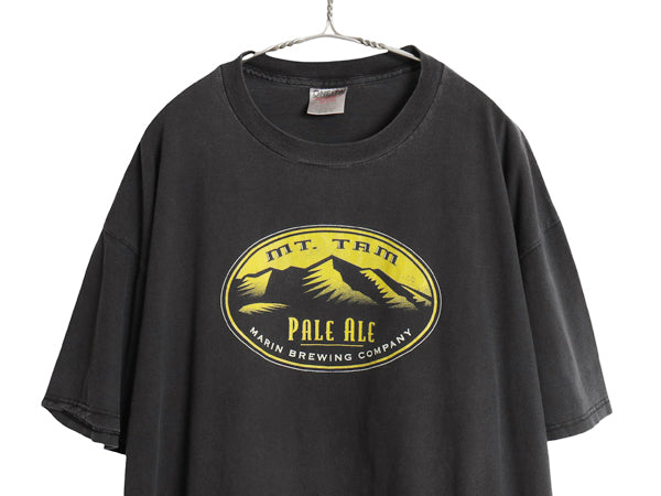 90s 企業 イラスト プリント 半袖 Tシャツ メンズ 2X / 当時物 オールド ビール 両面 グラフィック アート ヘビーウェイト 大きいサイズ 黒