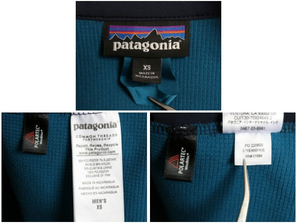 パタゴニア アズ ハイブリッド ジャケット メンズ XS / 15年製 ソフトシェル ストレッチ アウトドア フルジップ フリース ライナー 付き 紺