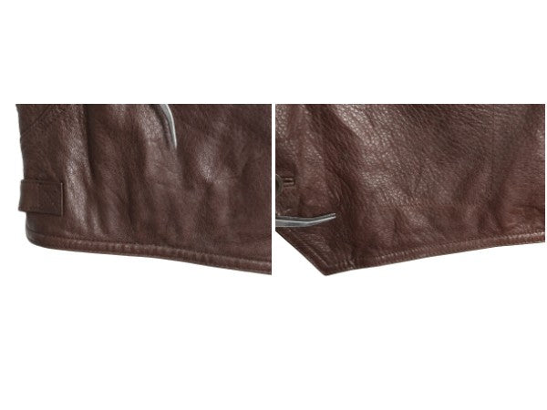 90s オービス 本革 レザー ベスト メンズ XL / オールド 旧タグ アウトドア ハンティング ライナー付き 重ね着 シンプル 大きいサイズ 茶