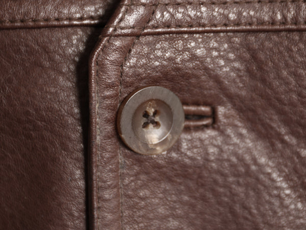 90s オービス 本革 レザー ベスト メンズ XL / オールド 旧タグ アウトドア ハンティング ライナー付き 重ね着 シンプル 大きいサイズ 茶