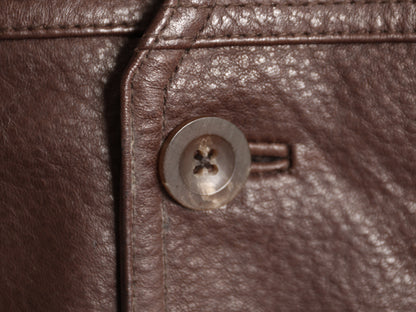 90s オービス 本革 レザー ベスト メンズ XL / オールド 旧タグ アウトドア ハンティング ライナー付き 重ね着 シンプル 大きいサイズ 茶