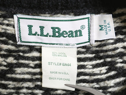 80s USA製 エルエルビーン ノルディック ニット カーディガン レディース M ヴィンテージ ウール セーター 前開き 羽織り バーズアイ 総柄