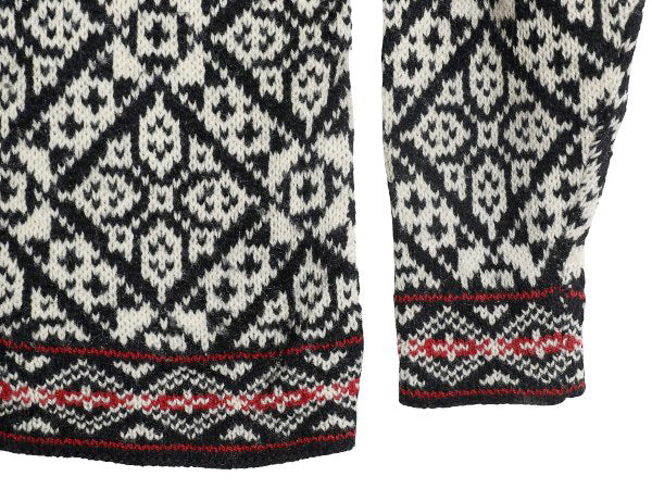 80s USA製 エルエルビーン ノルディック ニット カーディガン レディース M ヴィンテージ ウール セーター 前開き 羽織り バーズアイ 総柄