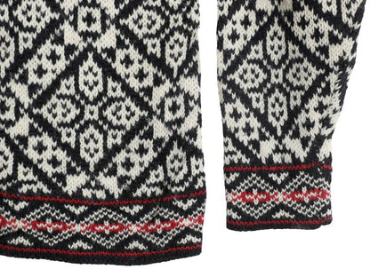 80s USA製 エルエルビーン ノルディック ニット カーディガン レディース M ヴィンテージ ウール セーター 前開き 羽織り バーズアイ 総柄