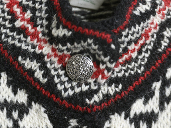 80s USA製 エルエルビーン ノルディック ニット カーディガン レディース M ヴィンテージ ウール セーター 前開き 羽織り バーズアイ 総柄