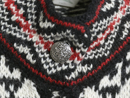 80s USA製 エルエルビーン ノルディック ニット カーディガン レディース M ヴィンテージ ウール セーター 前開き 羽織り バーズアイ 総柄