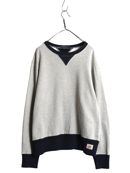  ポロ ラルフローレン ツートン 両V スウェット メンズ XL トレーナー クルーネック ヴィンテージ モデル 無地 針抜き 裏起毛 大きいサイズ