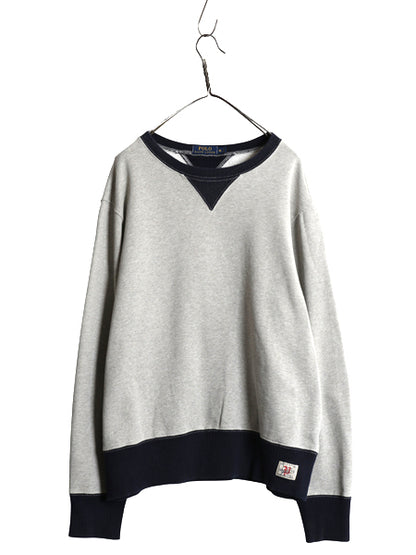  ポロ ラルフローレン ツートン 両V スウェット メンズ XL トレーナー クルーネック ヴィンテージ モデル 無地 針抜き 裏起毛 大きいサイズ