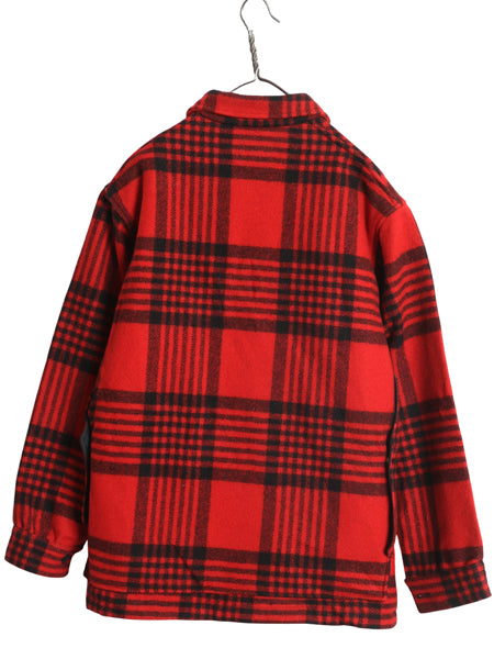 60s USA製 ペンドルトン ウール マッキーノ ジャケット メンズ M / ヴィンテージ ハンティング チェック シングル ボックス ツートン 赤 黒