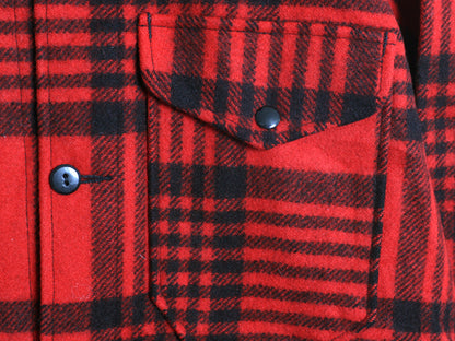 60s USA製 ペンドルトン ウール マッキーノ ジャケット メンズ M / ヴィンテージ ハンティング チェック シングル ボックス ツートン 赤 黒