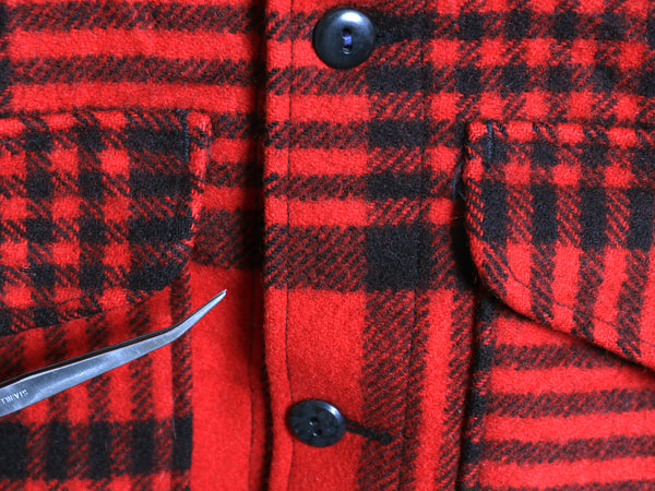 60s USA製 ペンドルトン ウール マッキーノ ジャケット メンズ M / ヴィンテージ ハンティング チェック シングル ボックス ツートン 赤 黒