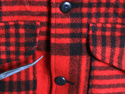 60s USA製 ペンドルトン ウール マッキーノ ジャケット メンズ M / ヴィンテージ ハンティング チェック シングル ボックス ツートン 赤 黒