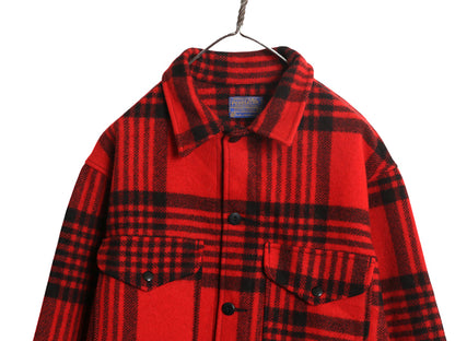 60s USA製 ペンドルトン ウール マッキーノ ジャケット メンズ M / ヴィンテージ ハンティング チェック シングル ボックス ツートン 赤 黒