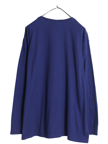 00s ポロ ラルフローレン 長袖 Tシャツ メンズ XL / オールド ロンT コットン カットソー ワンポイント ポニー 無地 ブルー 大きいサイズ