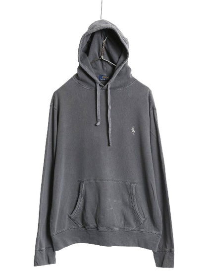 ポロ ラルフローレン スウェット フード パーカー メンズ M / トレーナー 長袖 Tシャツ ロンT 裏起毛なし ワンポイント ストレッチ 薄手 灰