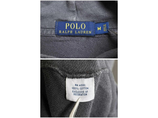 ポロ ラルフローレン スウェット フード パーカー メンズ M / トレーナー 長袖 Tシャツ ロンT 裏起毛なし ワンポイント ストレッチ 薄手 灰