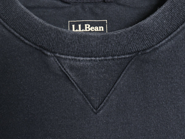 エルエルビーン ロゴ 刺繍 スウェット メンズ L / 古着 アウトドア 前V トレーナー プルオーバー ヘビーウェイト コットン 裏起毛 ネイビー