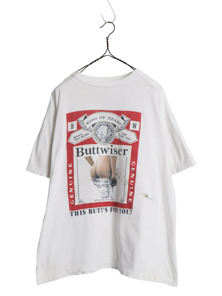 90s ★ バドワイザー エロ パロディ イラストプリント Tシャツ メンズ L オールド 企業物 シングルステッチ フォト グラフィック ホワイト