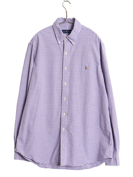 ラルフローレン ギンガム チェック 長袖 ボタンダウン シャツ メンズ L / ポロ コットン オックスフォード カジュアル ワイシャツ ツートン