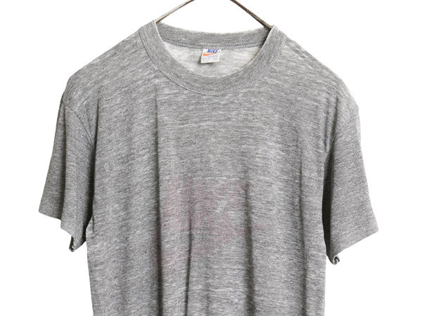 70s USA製 ナイキ スウッシュ プリント 半袖 Tシャツ メンズ M / ヴィンテージ オレンジタグ シングルステッチ カットソー バーンアウト 灰