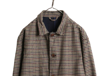 イギリス製 PERCIVAL ステンカラー ハーフ コート メンズ XL / 古着 ガンクラブ チェック ウール 混 ジャケット マルチカラー 大きいサイズ